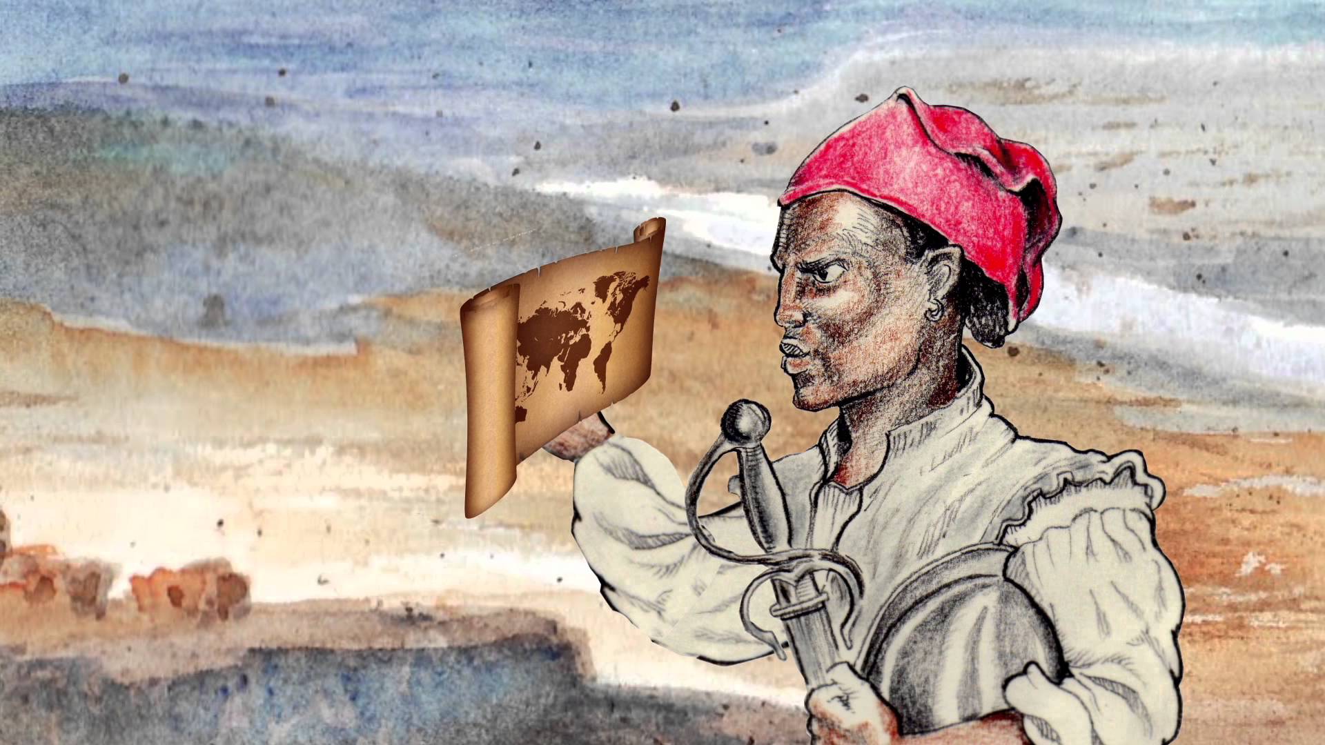 Estavanico-Moroccan-Explorer-in-Southwest-America painting of Estavincio, enslaved Morocoan